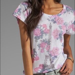 Wildfox Eiffel Tower Floral Tee Worn Once!